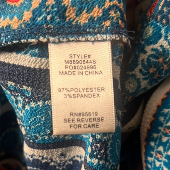 Vibrant Blue and Red 3/4 Sleeve Smocked Tunic off shoulder - Picture 8 of 9